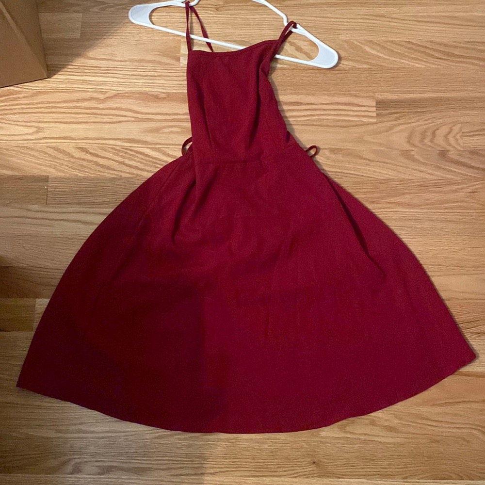 Deep red, open back dress